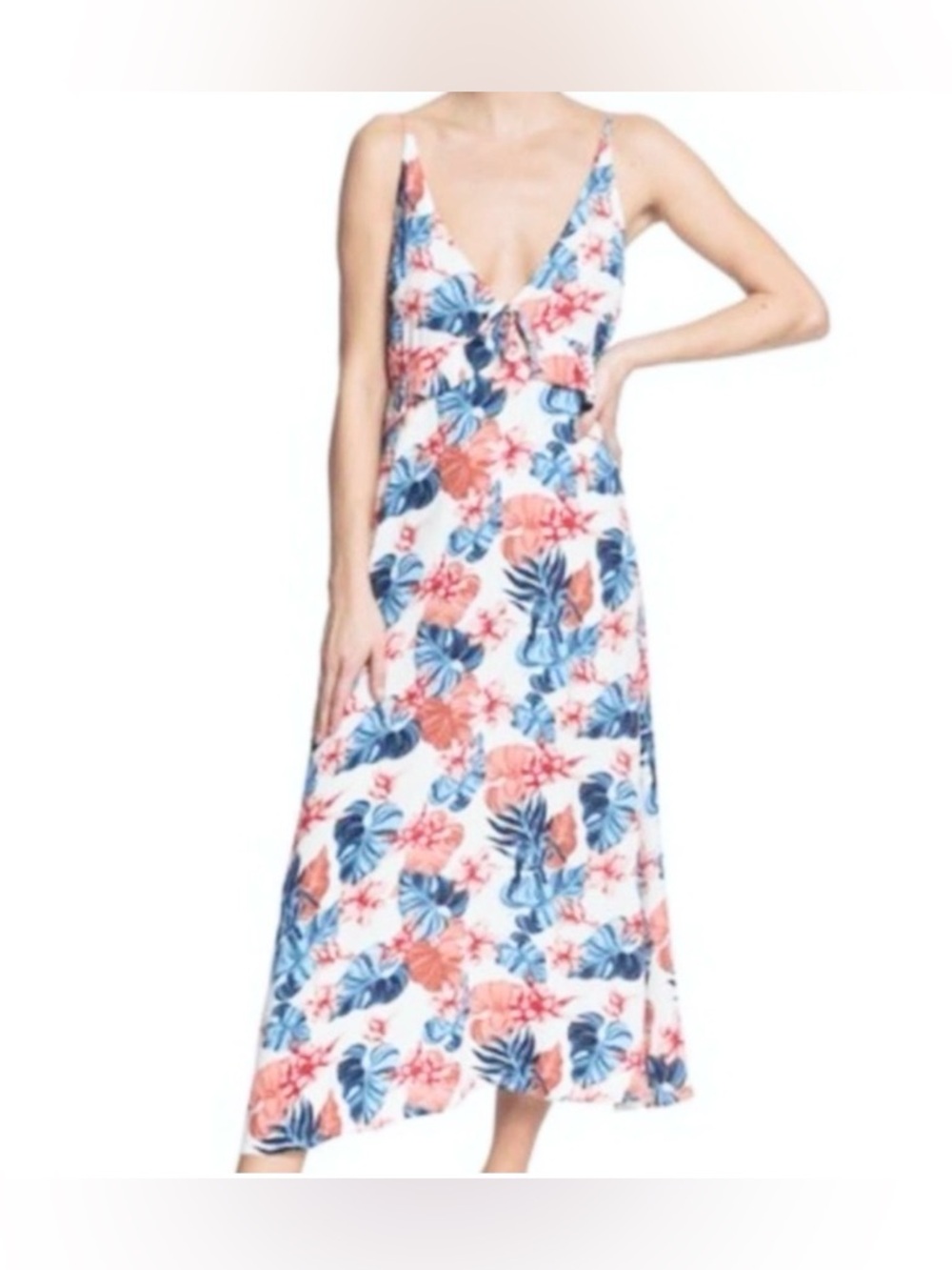 Roxy Floral Midi Dress Close to the Sea Small NWT